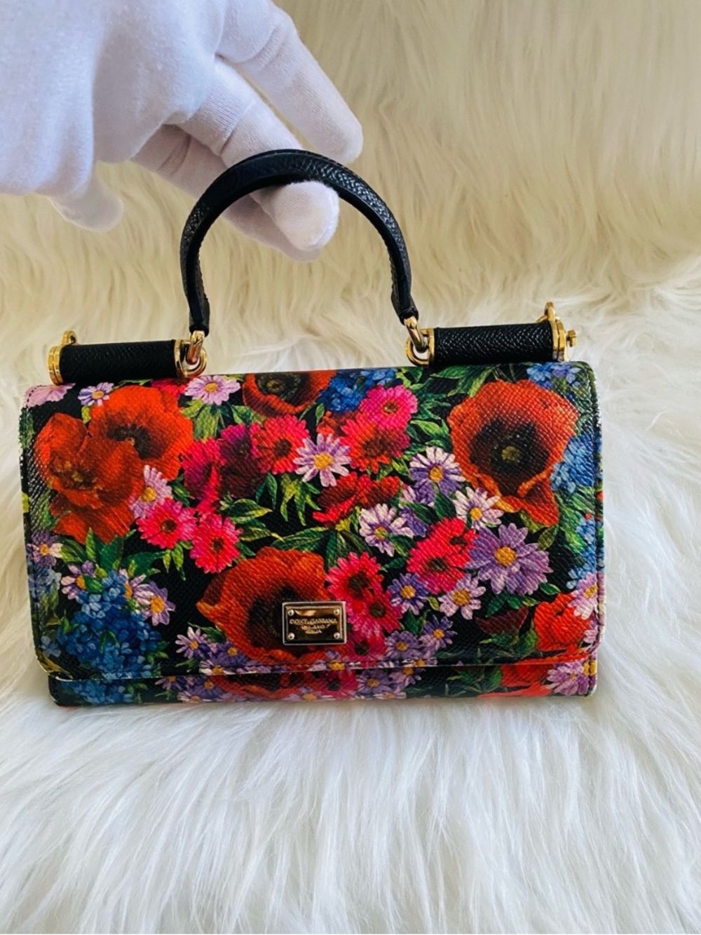 Dolce & Gabbana Sicily 62 Floral Leather Crossbody bag.  Authentic.